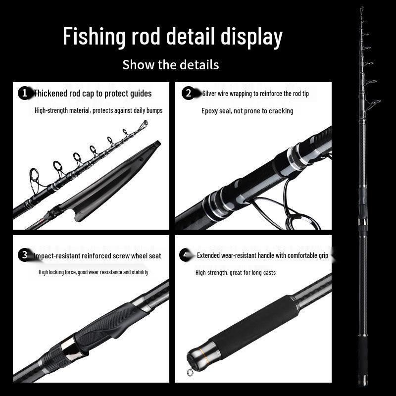 Enhanced Carbon Fiber Sea Fishing Rod Set - Super Hard, Long Casting Rod for Rock Fishing