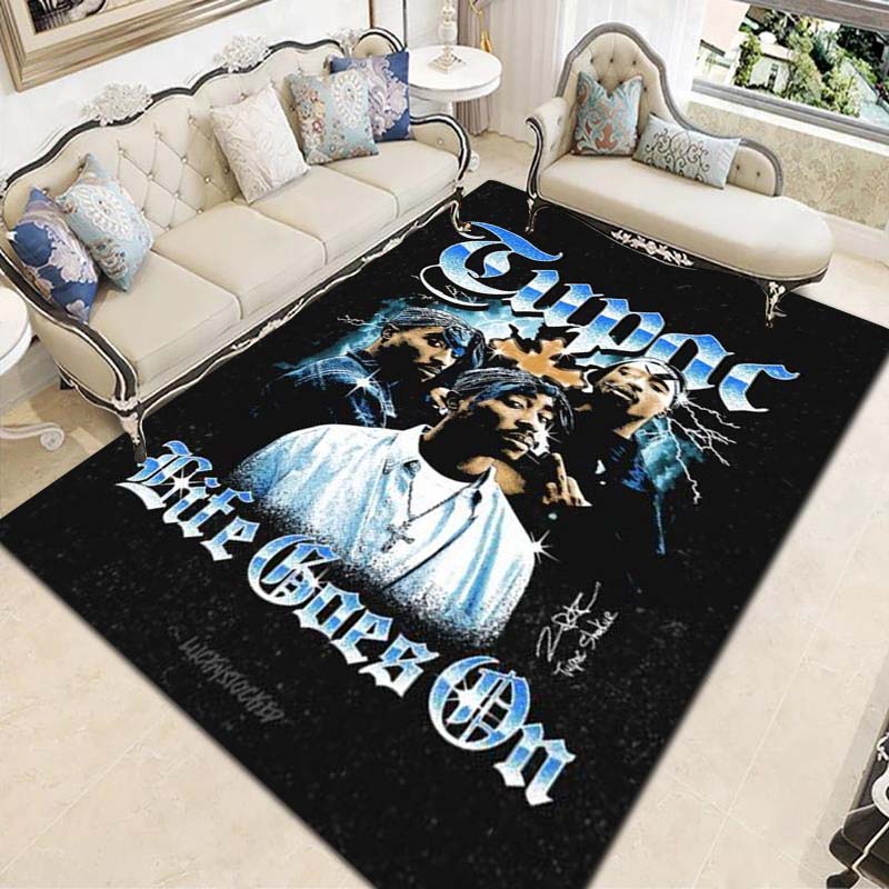 Tappeto con Stampa Leggenda Rapper Hip Hop Tappetino Antiscivolo per Pavimento Tappeto con Ritratto Vintage per Soggiorno Camera da Letto Decorazione Casa Regalo per Fan