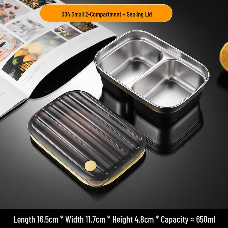 2-Pack Stainless Steel Dual-Compartment Meal Plate