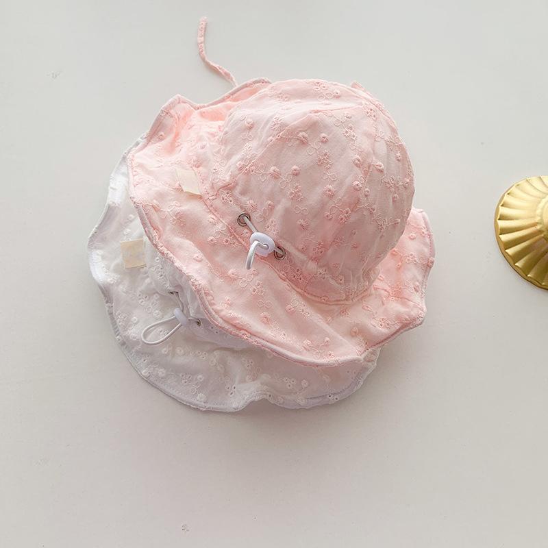 Baby Girls Sun Hat Summer Panama Breathable Hollow Bucket Hat Cute Floral Baby Infant Fisherman Cap