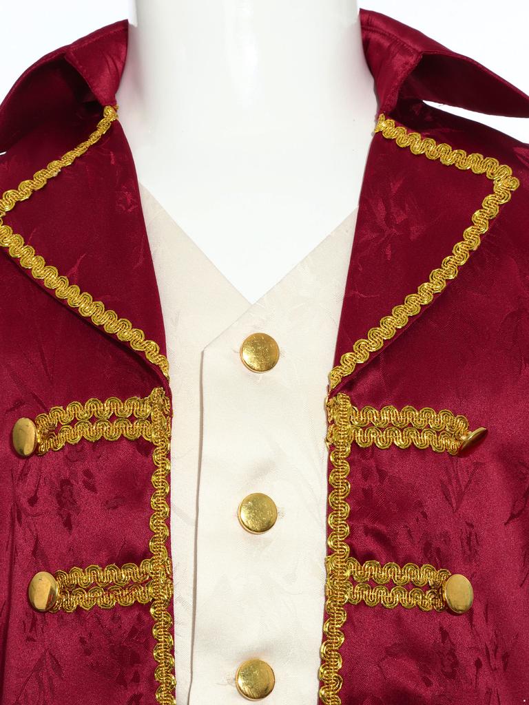 Traje Medieval Vitoriano para Meninos Manga Longa Acabamento Dourado Jaqueta Falsa de Duas Peças Casaco Steampunk Gótico