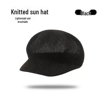 Women's Korean Style Summer Beret: Versatile, Breathable Sun Hat for Travel - Trendy Duckbill Octagonal Straw Hat with UV Protection.