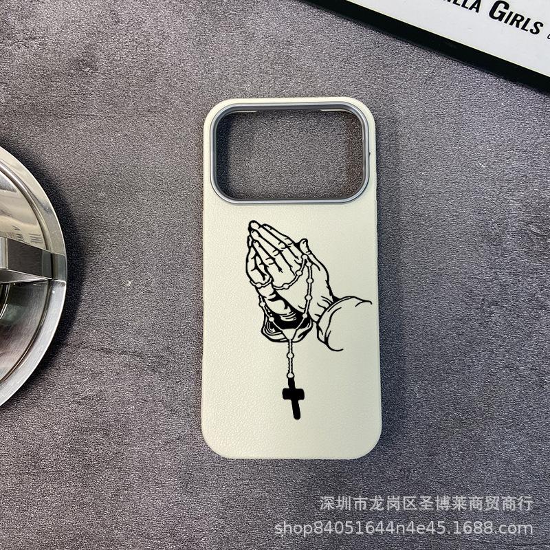 The new foreign trade model is suitable for iPhone17promax mobile phone case, Apple 16 all-inclusive 15 anti-drop 13 leather pattern protective case.