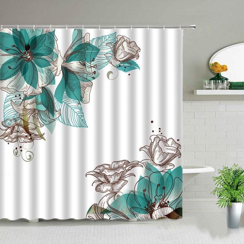 Flower Butterfly Pattern Shower Curtain Waterproof Bathroom Shower Curtains Elephant Bathroom Decor 3d Print Bath Curtain