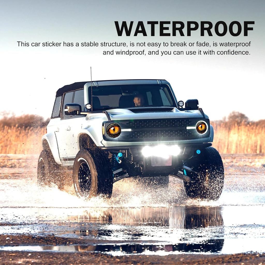 2 PCS Beast Eyes Decals, 3D Stereo Eyes Light Stickers, Round Eyes Light Decal, Wrangler Accessories Eyes Modification, Cool Car Body Decoration