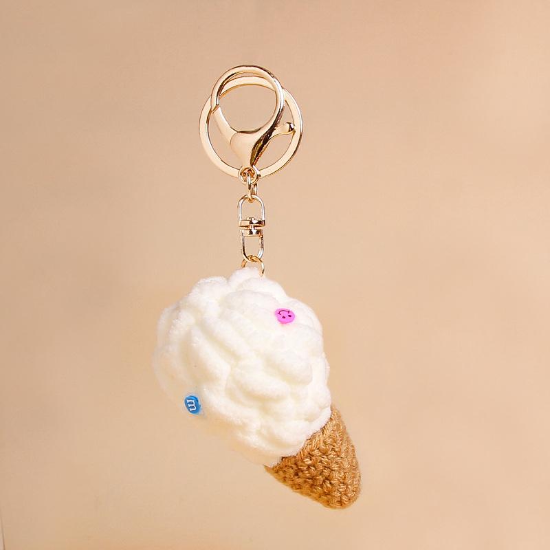 1PC Kids Kawaii Simulated Plush Ice Cream Cone Keychain Creative Cute Food Keyring Couple Key Holder Bag Pendant Decoration Toys