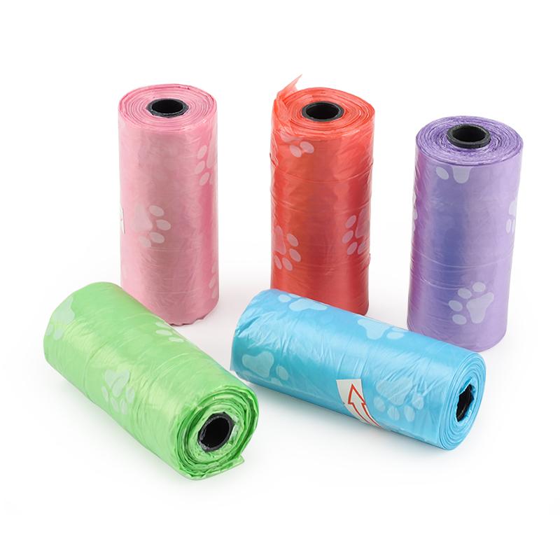 6Pcs Pet Waste Poop Bag Paw Print Clean up Refills Roll Picking Dog Pooper Bags