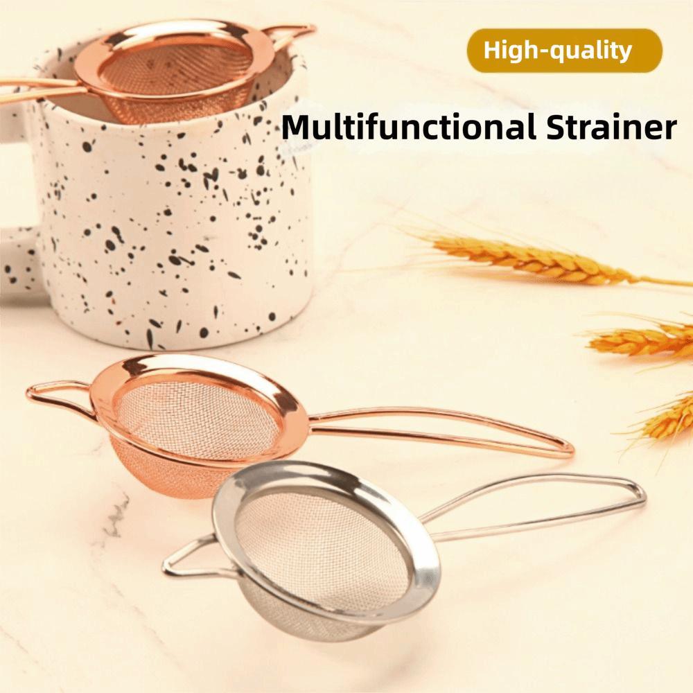 6.5cm Diameter Tea Strainer Long Handle Flour Sifter Portable Kitchen Sieve Cocktail Bar