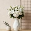 Small White Faux Ceramic Vase Minimalist Modern Pampas Grass Vase Decorative Flower Holder for Table Fireplace Shelf Living Room Decor