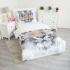 Parure de lit - HOME - Tigre Blanc - Housse de Couette Coton - 140 x 200 cm - Gris