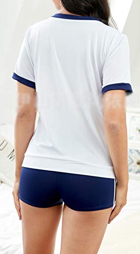 [DOKiDOKi] Gym Clothes & Shorts [Navy/Blue] Gym Uniform for High School Girls, Cosplay, Gym Wear, Jersey, P.E. Class, Thigh-Length, JC/JK, Halloween