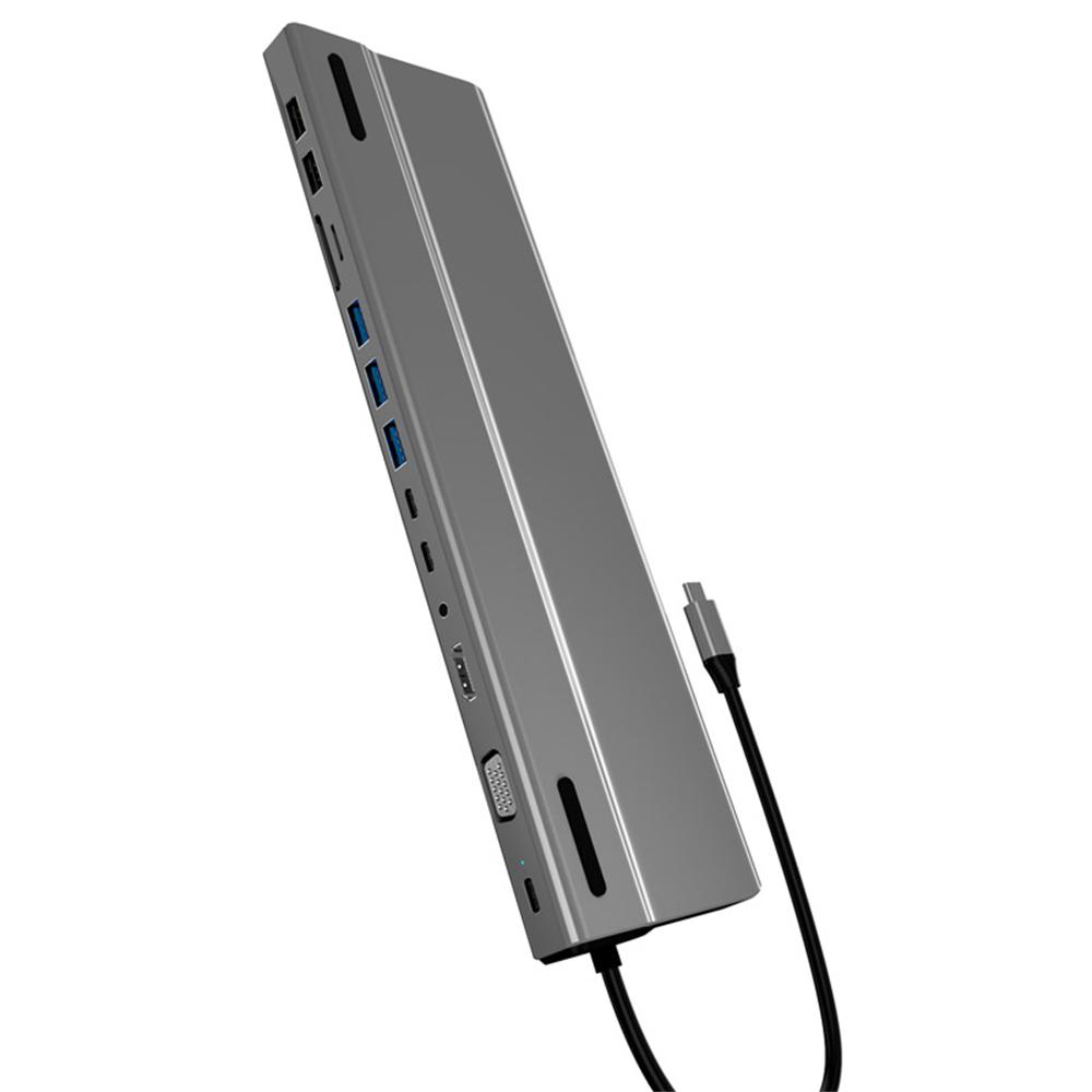 

FX-2020 14-in-1 Type-C Hub Multi-Function Docking Station with 4K UHD,USB-C,VGA,SD/TF Reader As Shown A
