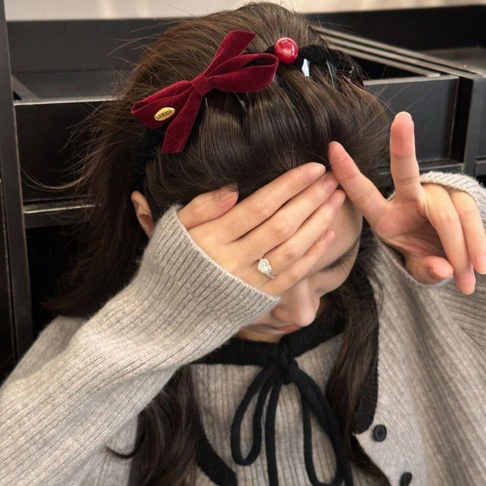 Non-slip Bow Headband U-shaped Tooth Comb Hair Hoop  New Year Hair Styling Accessories