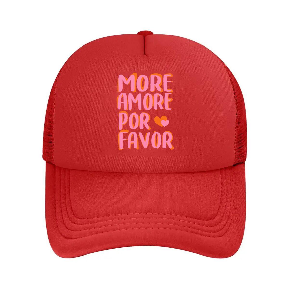 MORE AMORE POR FAVOR Heart Wall Decor Mesh Baseball Cap Hip Hop Adjustable