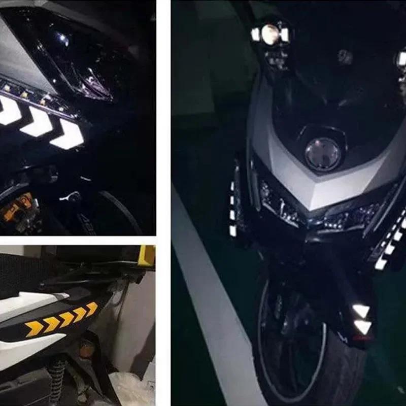 ISGTDRM 12 Pcs/Set Reflective Arrow Sign Tape Warning Safety Sticker for Car Bumper Trunk Hazard Tape Motorcycle Accessories