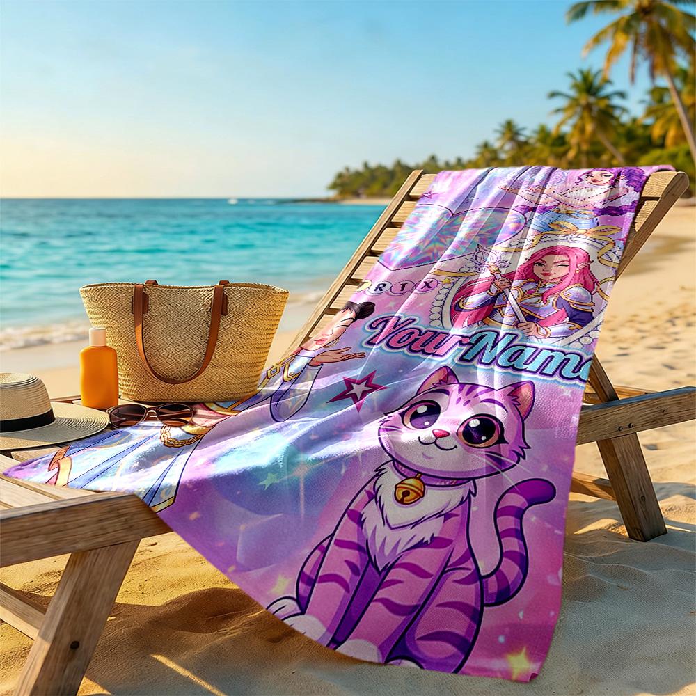 Demon Hunter Girls Customizable Name Beach Towel Quick-Dry Soft Microfiber Portable for SwimmingBeachCamping Travel Beach AccessoriesGym