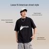 M-TEEN Unisex Schweres Baumwoll-T-Shirt mit Buchstabenaufdruck, kurzärmelig