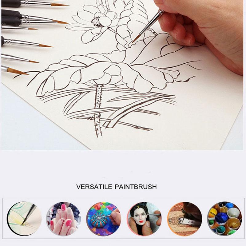 10Pcs Miniature Paint Brush Professional Brush Acrylic Painting Thin Hook Line Pen for Oil Watercolor Art Supplies Hand Painted
