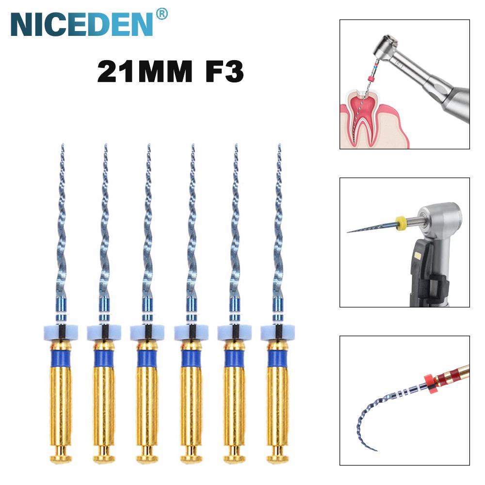Niceden 6 szt. Silnik pilników endodontycznych NiTi do kanałów korzeniowych, stożkowe narzędzia stomatologiczne, elastyczne