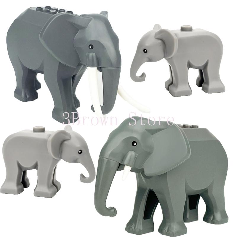 Afrikanische Wildtiere Bausteine Set Löwe Elefant Kamel Hirsch Wolf Giraffe Spielzeugmodell für Kinder Kreatives Kindergeschenk Stein S041