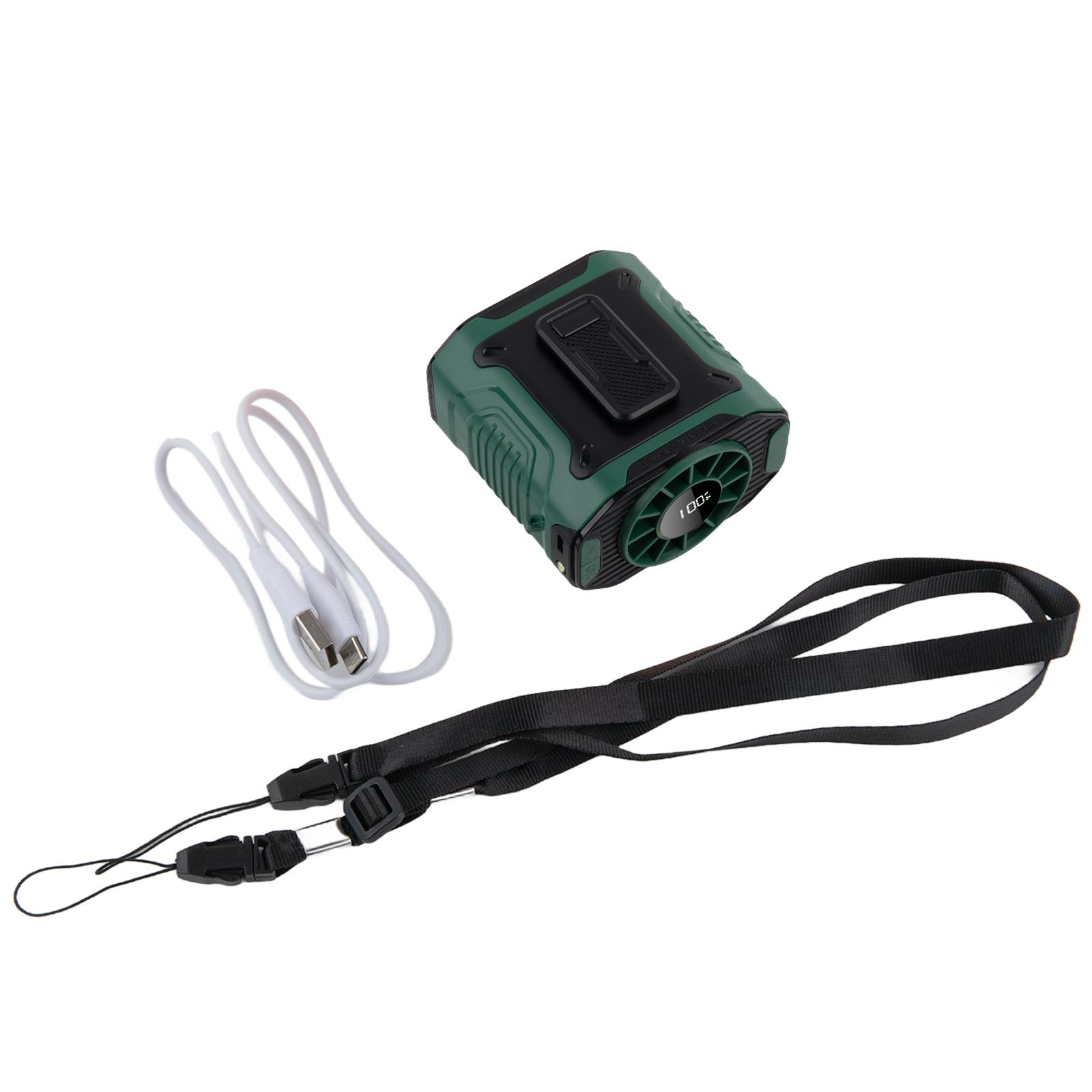 

Lightweight Outdoor Cooling Fan Battery Fan Portable Fan 100 Speed Settings 3600mAh Battery Hands-Free Operation зелений