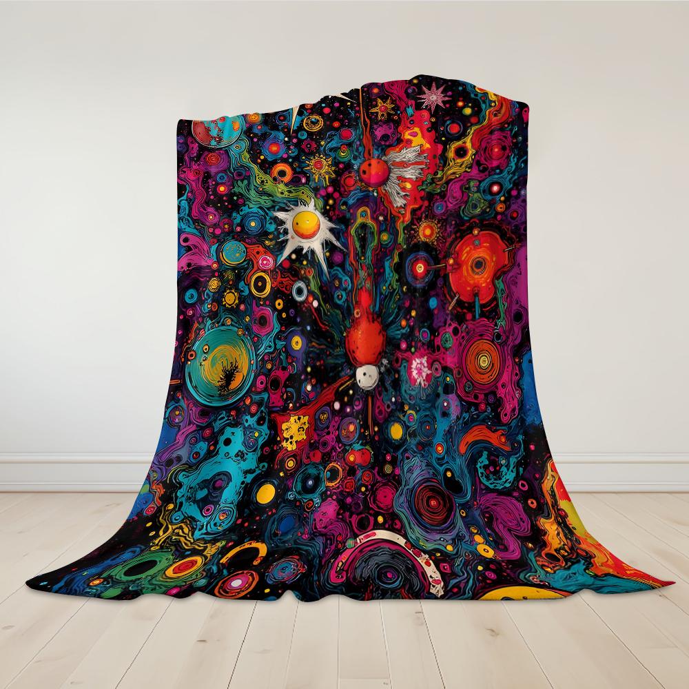 Cosmic Hue Flannel Blanket Warm Soft Halloween Christmas Couch Warm Cozy Decorative Decor Gift for All Season