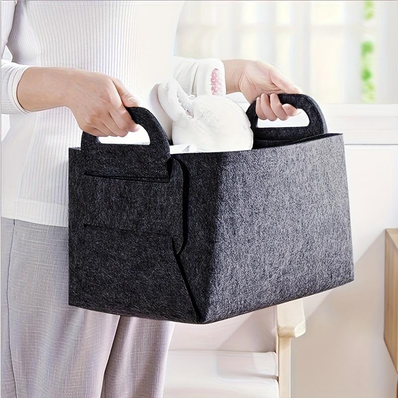 

3PCS Felt Storage Bins With Handles Multi Size Set For Kitchen Bathroom Bedroom Dorm Organization Shelf Baskets Home Decor темно-серого