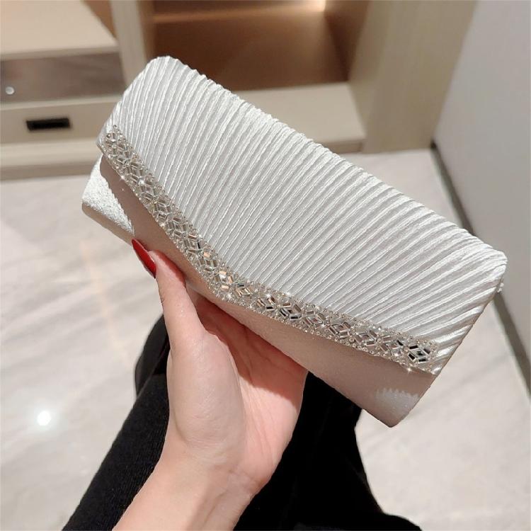 Pleated Evening Bag Wedding Gift Clutch Detachable Chain Shoulder Bags Handbag