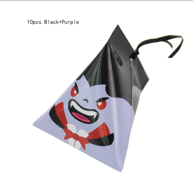 10Pcs Halloween Creative Triangle Candy Bag Halloween Multi Functional Storage Bag Cartoon Pattern Bag