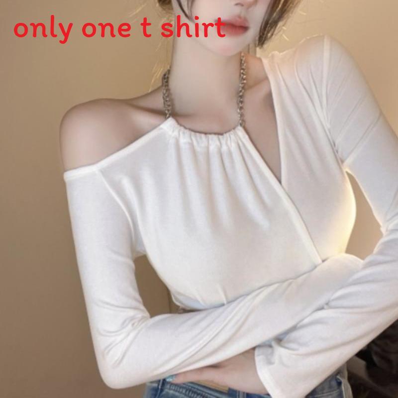 Oversized Chain T Shirt With Asymmetric Design For Casual Women Wear