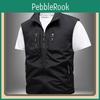 Solid Vest Color Mens With Standing Collar And Zipper Closure