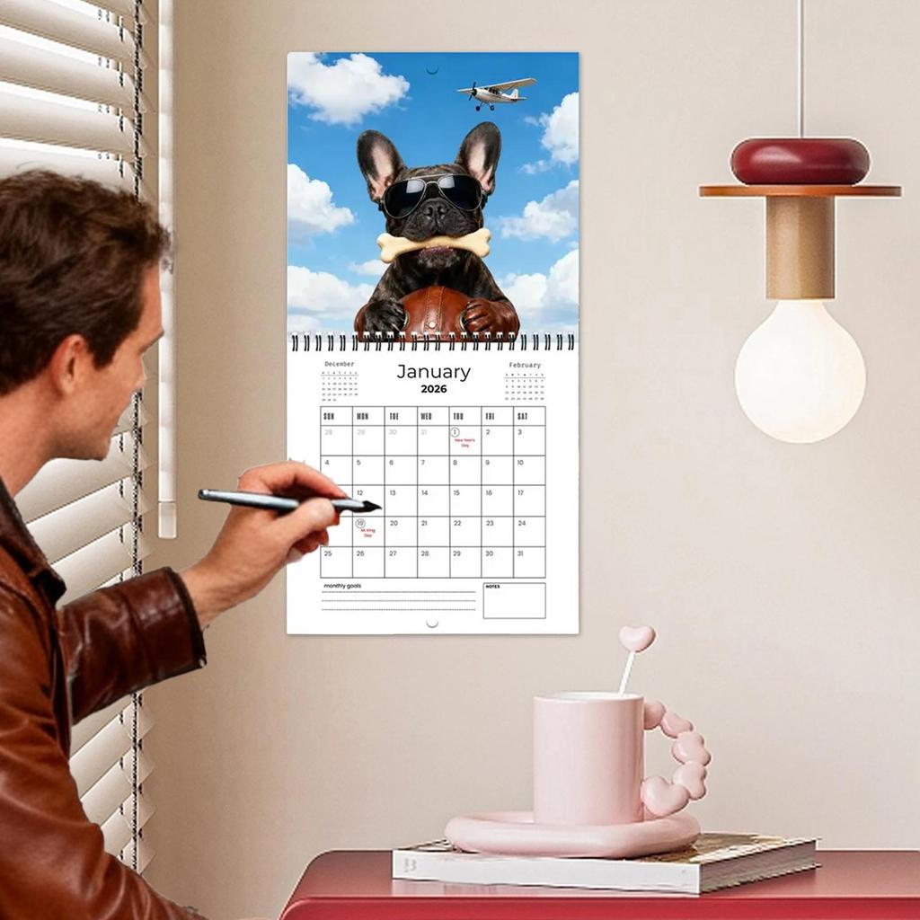 2026 Wall Calendar Thick Paper Monthly Weekly French Bulldog 2026 Calendar Planner for Academic Appointment Home Office School