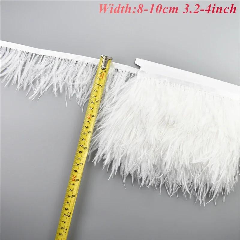 1Meters White Black Pheasant Feathers On Tape Ribbon Turkey Ostrich Fringe Feather Trim Goose Marabou Sewing Clothes DIY Plumes