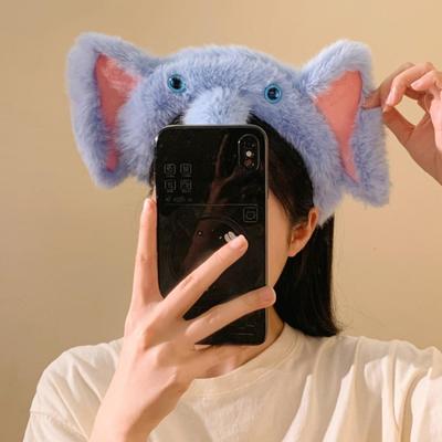 Plush Headband Cartoon Elephant Shape Girl Hair Hoop Face Washing Hairband Autumn Winter Hair Accessory