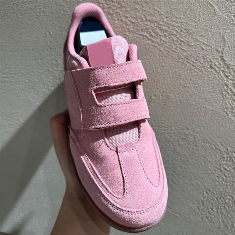 Sheepskin version~ Korean niche leather Velcro round head German training shoes women's leisure sports style flat-bottomed versatile board shoes