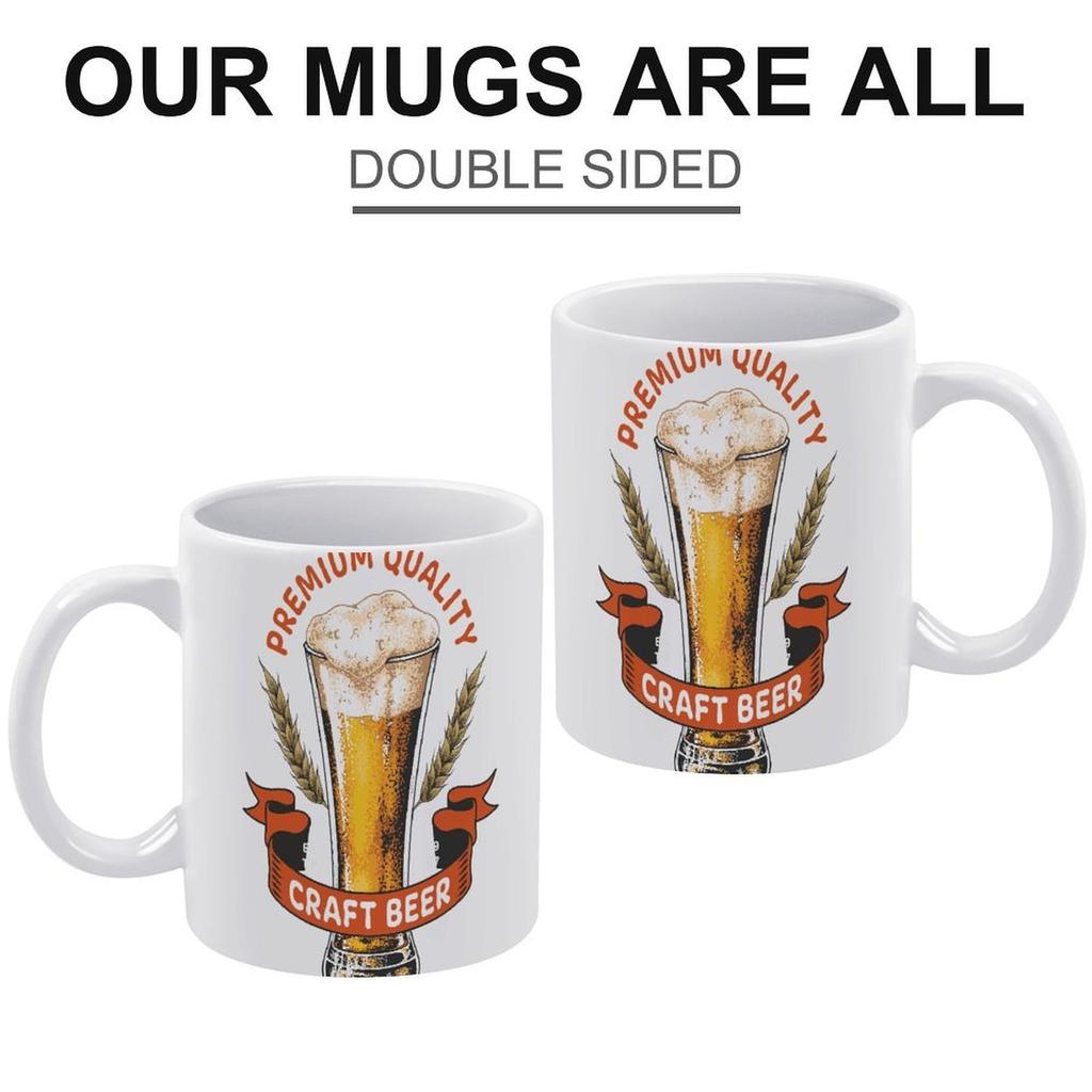1pc 11oz Double-Sided Printed Beer Mug, Lightweight Ceramic Design, Fun Gift for Friends Who Enjoy Drinking