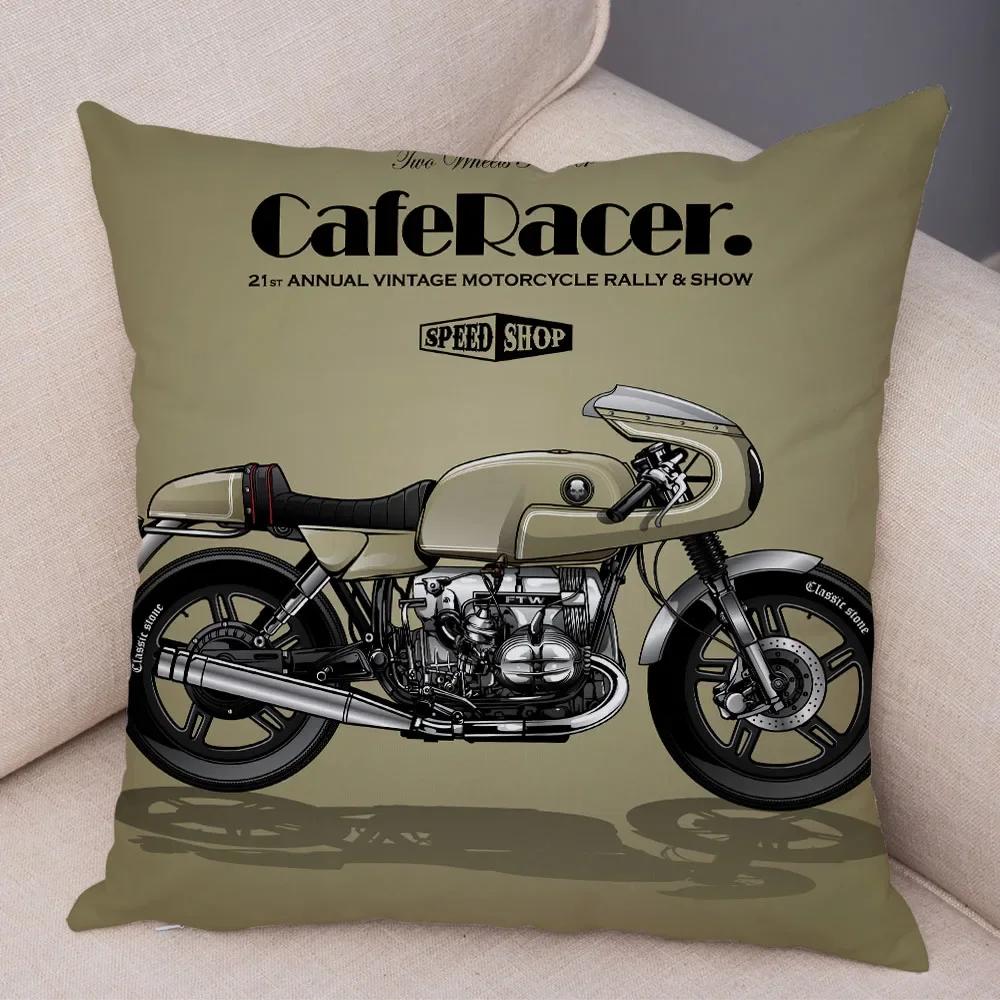 Colorful Motorcycle Throw Pillow Cover with Short Plush Print for Living Room Sofa Decoration Cushion Cover Pillow Covers