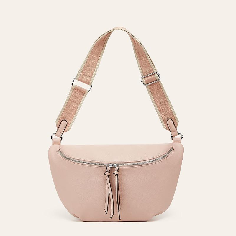 

Женская модная и стильная нагрудная сумка Легкая одноплечевая сумка Широкий плечевой ремень Сумка кросс-боди розовый