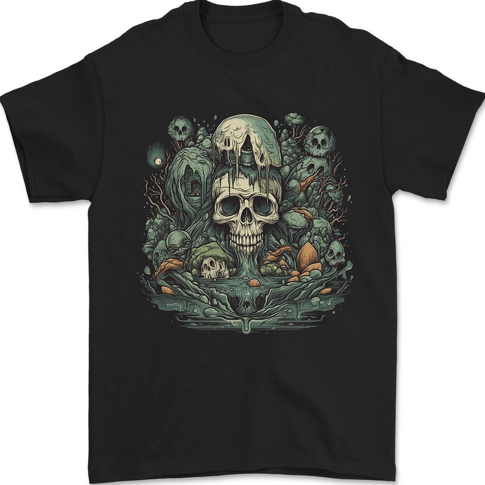 Skull City Biker Gothic Evil Mens T-Shirt Cotton Unisex T-Shirt XXL