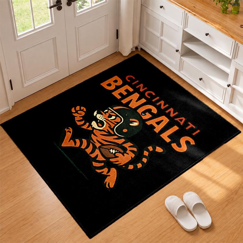 Cincinnati Bengals Carpet Door Mat for Living Room or Bedroom Protective Mat Under Chair Office Decoration Christmas Gift Birthday Present
