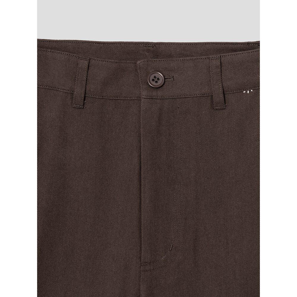 Saendeusaundeu (Unisex) Embroidered Detail Cotton Pants Brown