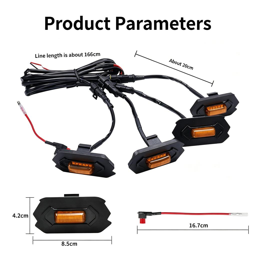 4PCS Grill Led Lights Compatible with 2023-2025 Ford Everest Bright Amber LED Grill Lights Waterproof Front Grill Trim Lamps