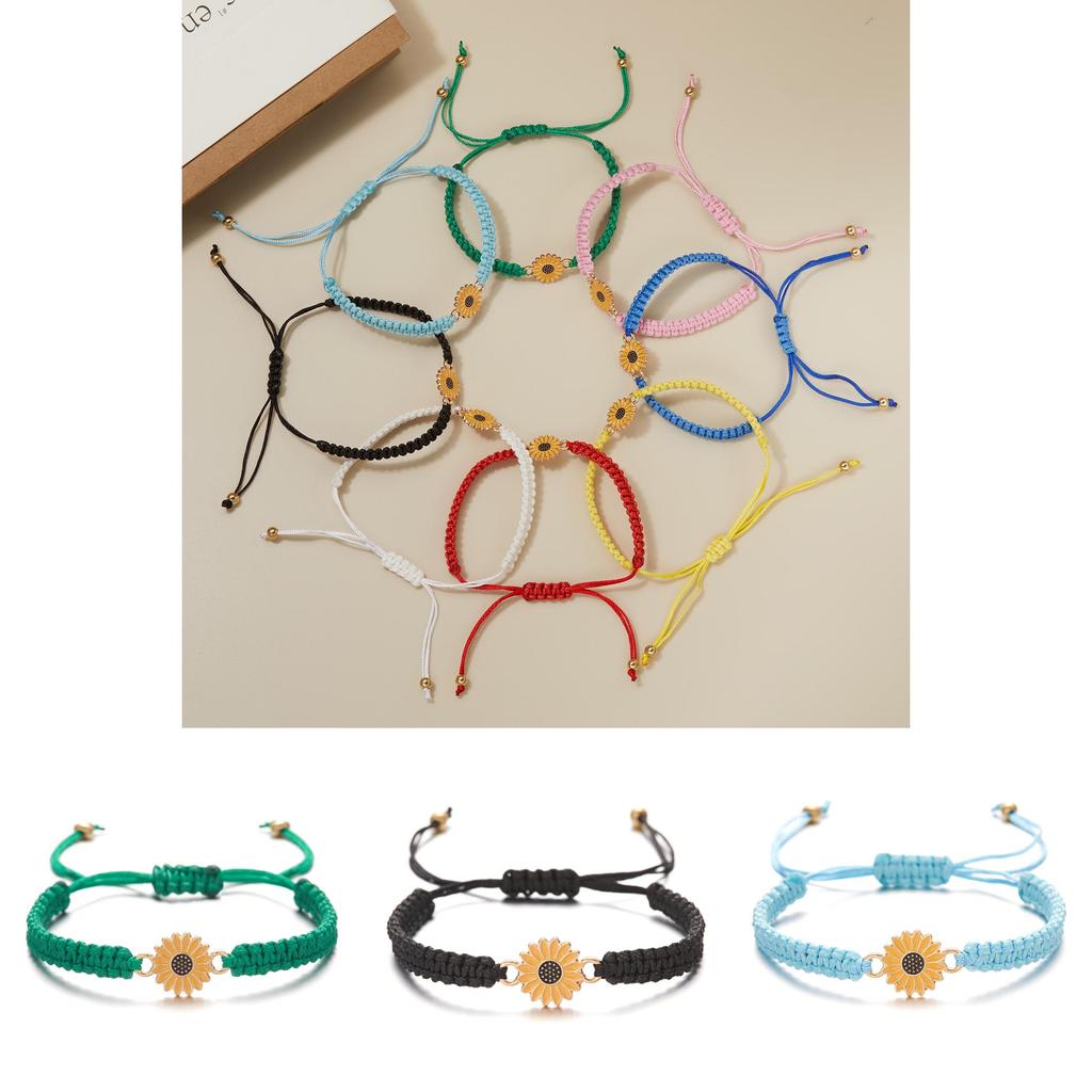 Handmade Sunflower Friendship Bracelet With Floral Design For Women And Couples