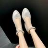 10CM Ultra-high Heel Waterproof Table Mary Jane Shoes 2025 Spring New Shallow Mouth Thick Sole Thick Heel Cross Buckle Single Shoes