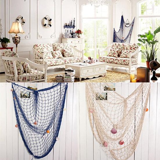 Mediterranean Ocean Decorative Fish Net Hemp Rope 39.37 in