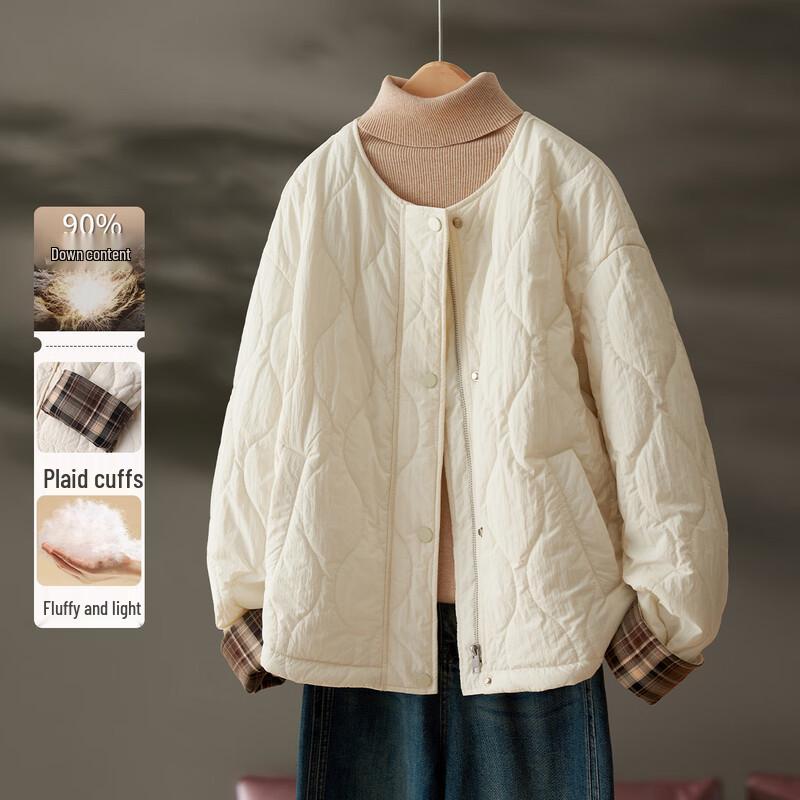 

Handu Yishe Women s Commuter 90% White Duck Down Round Neck Jacket S