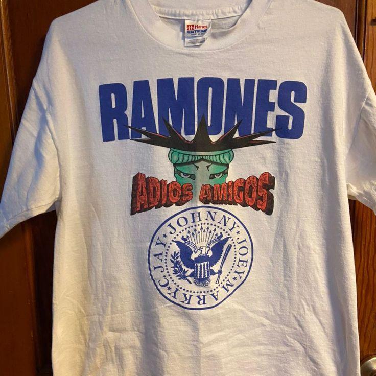 Винтажная футболка Ramones Adios Amigos с коротким рукавом, белая, AHN01540, унисекс XXXXL