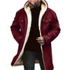 Men's Solid Color Button Pocket Work Wear Plus Leather Jacket Men's Casual Long Coat