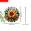 Zonnebloem Ronde Houten Hangend Bord in Glas-in-Lood Stijl, 2D Platte Gedrukte Bloemen Deur Decoratie, Botanisch Muur Ornament Cadeau
