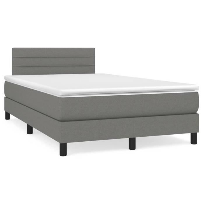 3140122 vidaXL Divan Bed with Mattress Dark Grey 120x200cm Fabric
